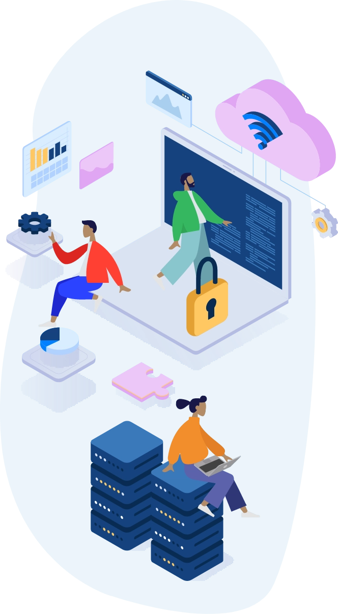 Data and fraud analysts analyzing transactions using technology