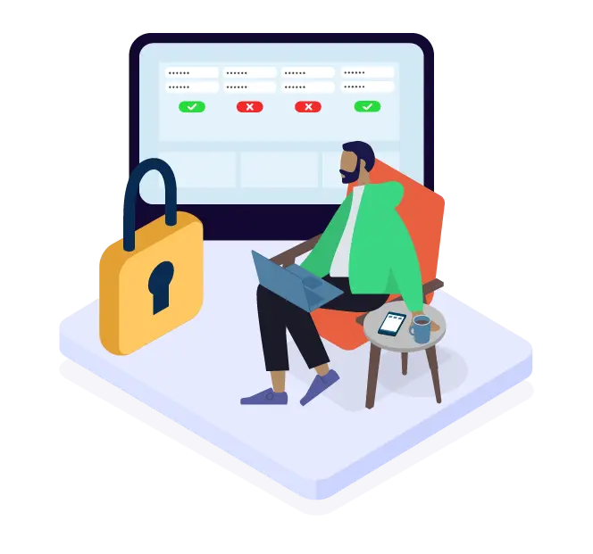 A person on a mobile device analyzing cyber and fraud risks and managing access