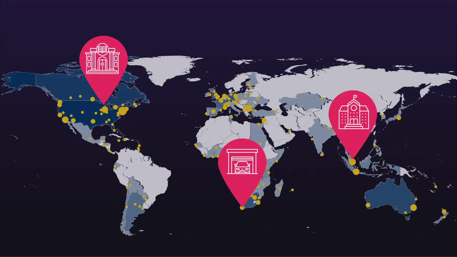 IP address user type data on a global map
